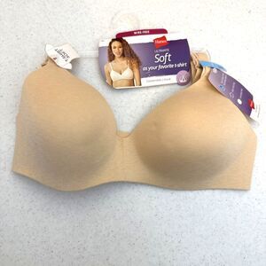 34C HANES Wire Free Comfort Nude Bra Convertible Crossback J-Hook